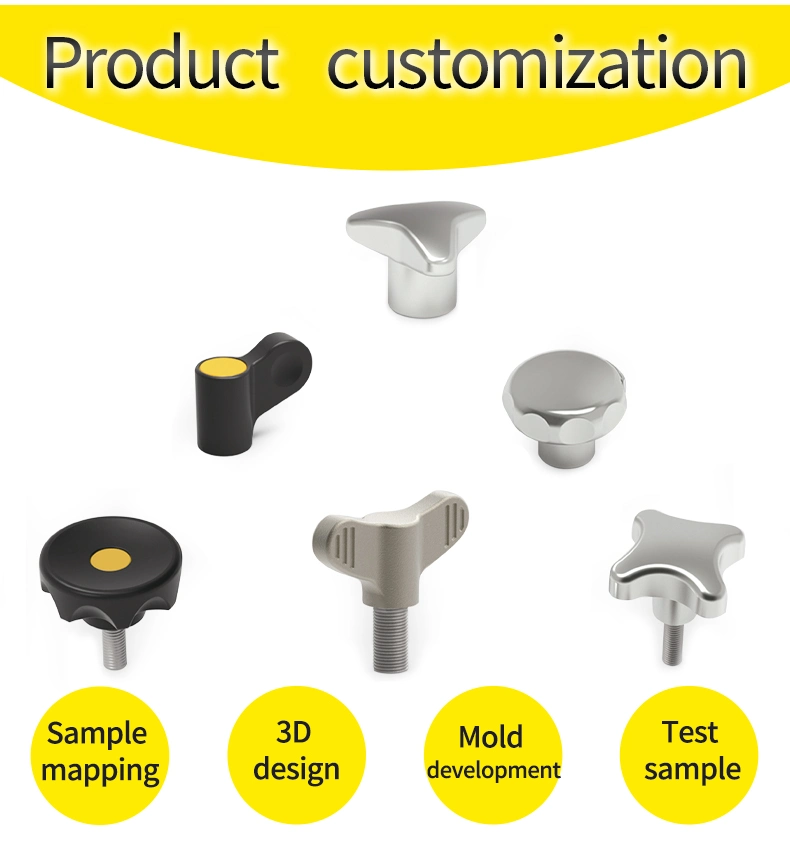 OEM Customized Knobs Handle Screw Clamping Nut Thread End Black Thumb Plastic Industrial Knob